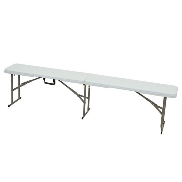 Banca pliabila pentru evenimente si catering, 183x28x43 cm, din HDPE si otel, alb - imagine 10
