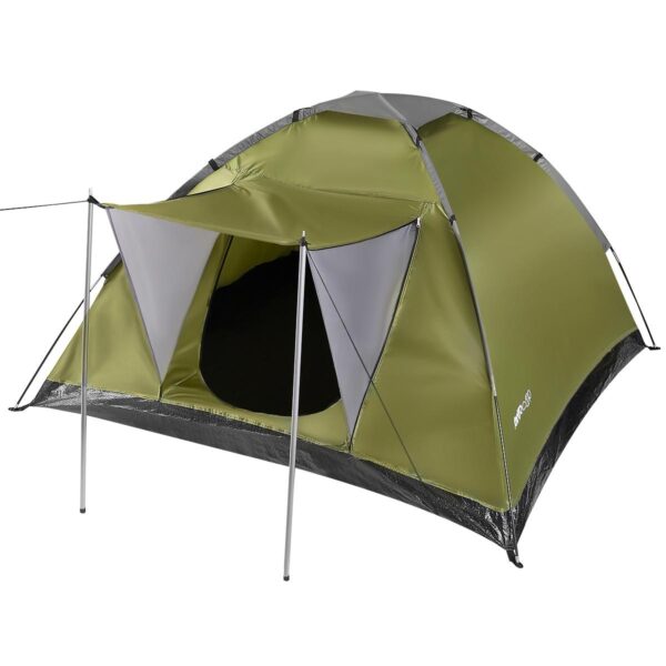 Cort camping 4 persoane, impermeabil 3000 mm, 200x200x115 cm, plasa insecte, verde
