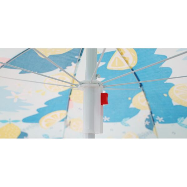 Umbrela de plaja 160 cm cu structura metalica, inclinare reglabila si husa transport, albastru si galben - imagine 2