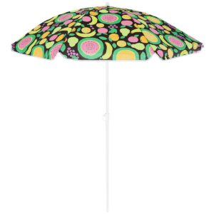 Umbrela de plaja 160 cm cu structura metalica, inclinare reglabila si husa transport, multicolor