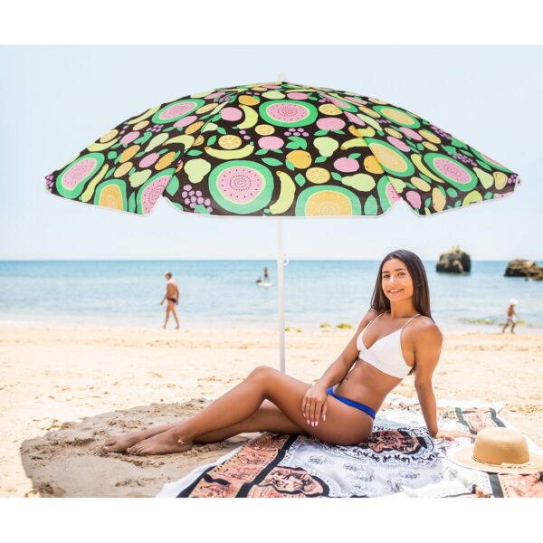 Umbrela de plaja 160 cm cu structura metalica, inclinare reglabila si husa transport, multicolor - imagine 3