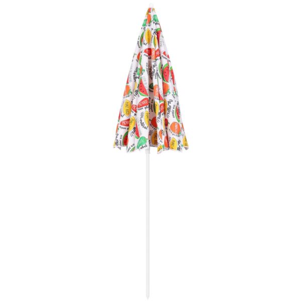 Umbrela plaja 180 cm cu imprimeu fructe, structura otel, reglabila pe inaltime si inclinare, multicolor - imagine 10