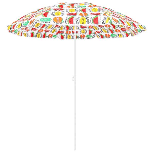 Umbrela plaja 180 cm cu imprimeu fructe, structura otel, reglabila pe inaltime si inclinare, multicolor