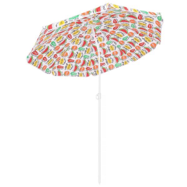 Umbrela plaja 180 cm cu imprimeu fructe, structura otel, reglabila pe inaltime si inclinare, multicolor - imagine 8