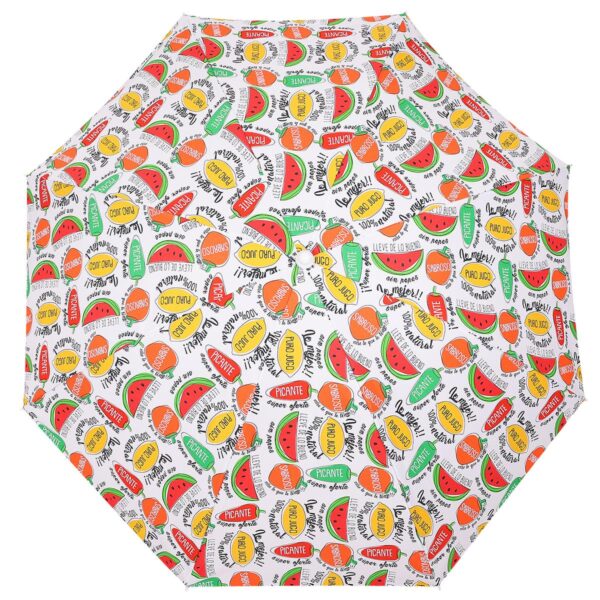 Umbrela plaja 180 cm cu imprimeu fructe, structura otel, reglabila pe inaltime si inclinare, multicolor - imagine 9