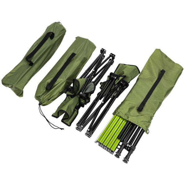 Set camping 5 in 1 cu masa si 4 scaune pliabile, structura otel si blat aluminiu, 53x52x50 cm, verde - imagine 3