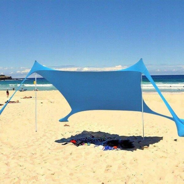 Pavilion turistic de plaja tip cort, cu structura metalica, 210x200x150 cm, albastru - imagine 3