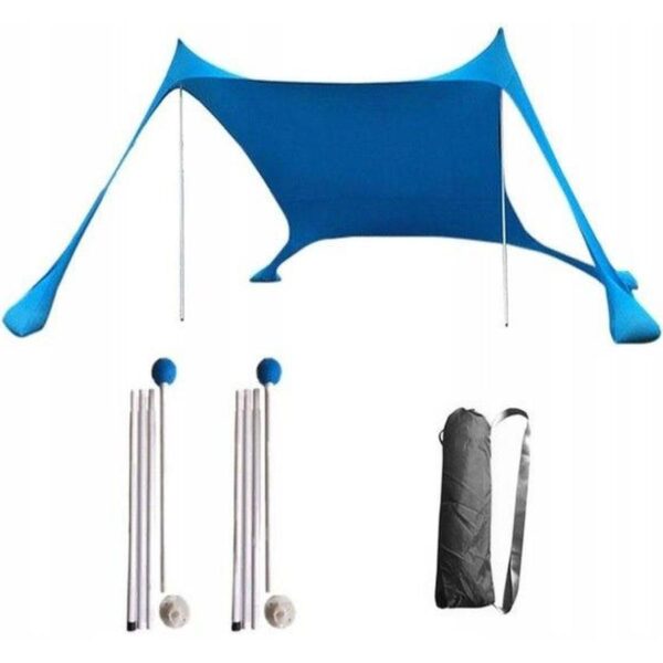 Pavilion turistic de plaja tip cort, cu structura metalica, 210x200x150 cm, albastru - imagine 4