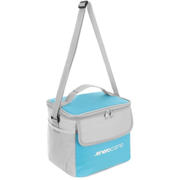 Geanta termica 10L cu buzunare, izolatie aluminiu, 24x19x22 cm, albastru si gri - imagine 2