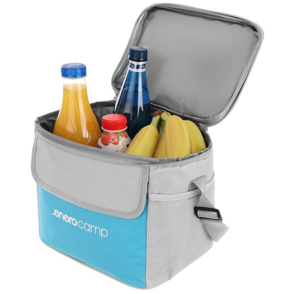 Geanta termica 10L cu buzunare, izolatie aluminiu, 24x19x22 cm, albastru si gri - imagine 5