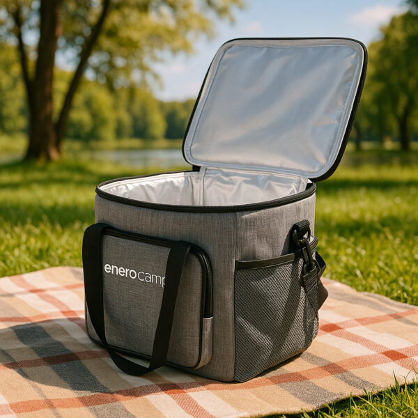 Geanta termica 28L, cu curea ajustabila si 3 buzunare, 37x29x29 cm, gri - imagine 6
