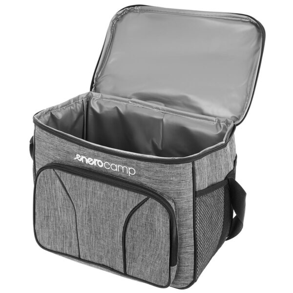 Geanta termica 18L cu buzunare laterale, strat termoizolant PEVA si curea reglabila, 33x21x26 cm, gri - imagine 2