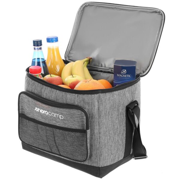 Geanta termica 25L cu buzunare frontale, strat interior PEVA si curea reglabila, 34x24x30 cm, gri - imagine 5