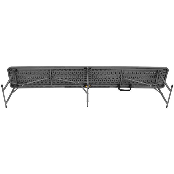 Banca pliabila, imitatie lemn, HDPE si otel, 183x28x43 cm, gri inchis - imagine 5