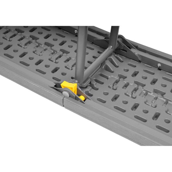 Banca pliabila, imitatie lemn, HDPE si otel, 183x28x43 cm, gri inchis - imagine 6