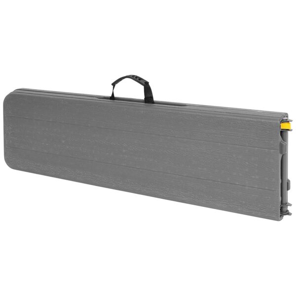 Banca pliabila, imitatie lemn, HDPE si otel, 183x28x43 cm, gri inchis - imagine 9