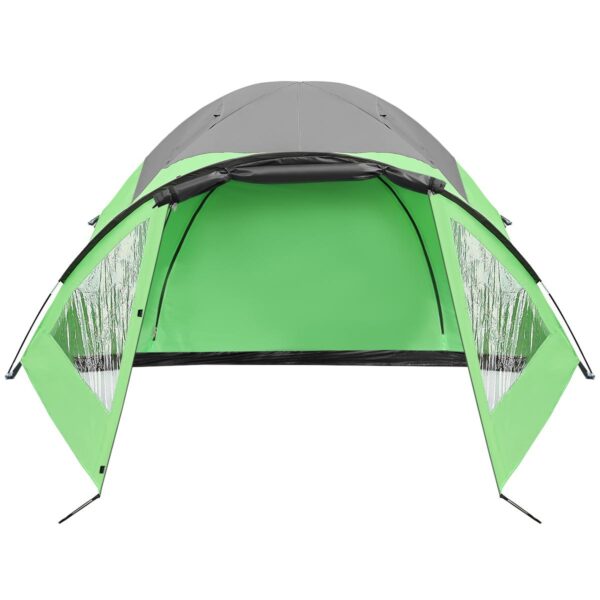 Cort camping 4 persoane cu antreu, protectie UV, impermeabil 3000 mm, 330x250x105 cm, gri - imagine 2