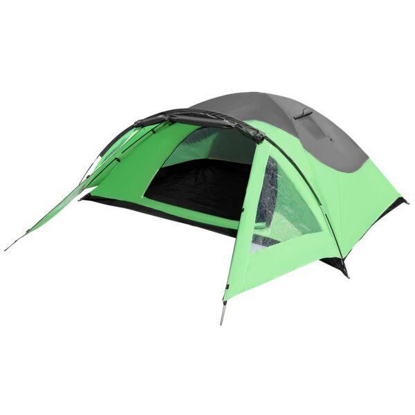 Cort camping 4 persoane cu antreu, protectie UV, impermeabil 3000 mm, 330x250x105 cm, gri - imagine 12