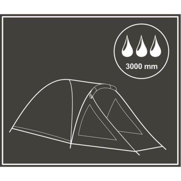 Cort camping 4 persoane cu antreu, protectie UV, impermeabil 3000 mm, 330x250x105 cm, gri - imagine 16