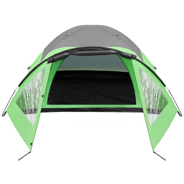 Cort camping 4 persoane cu antreu, protectie UV, impermeabil 3000 mm, 330x250x105 cm, gri - imagine 3
