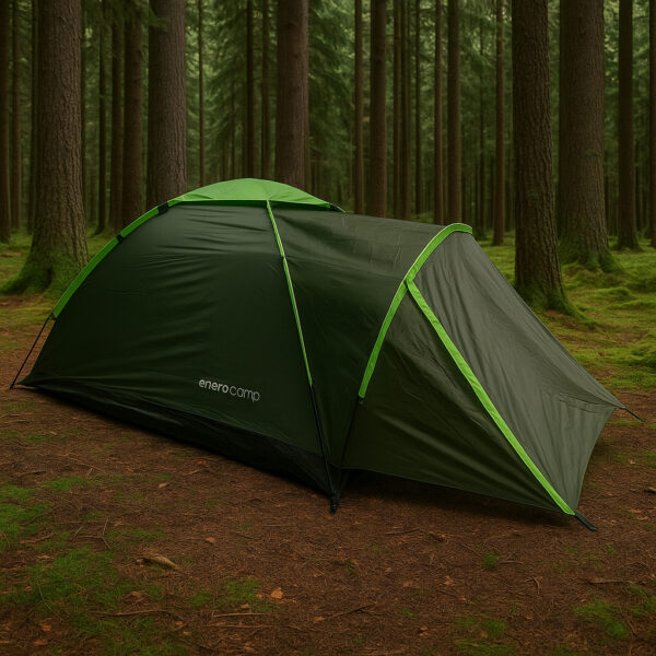 Cort camping 2 persoane cu veranda, impermeabil 3000 mm, 275x150x105 cm, verde - imagine 9