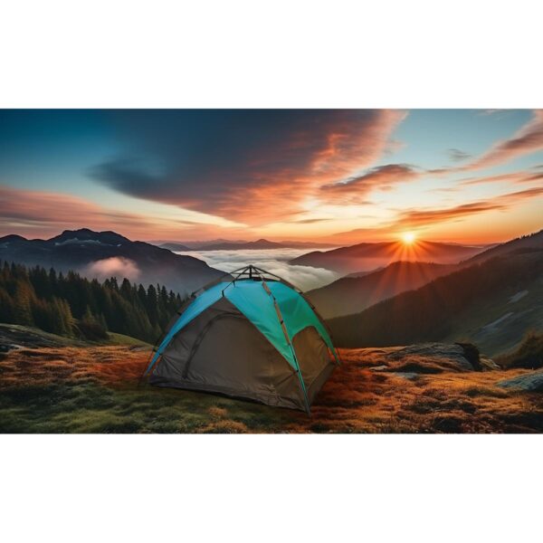 Cort camping 3 persoane, automat cu sistem pop-up, 2 intrari, 2000 mm, 210x180x140 cm, albastru - imagine 10