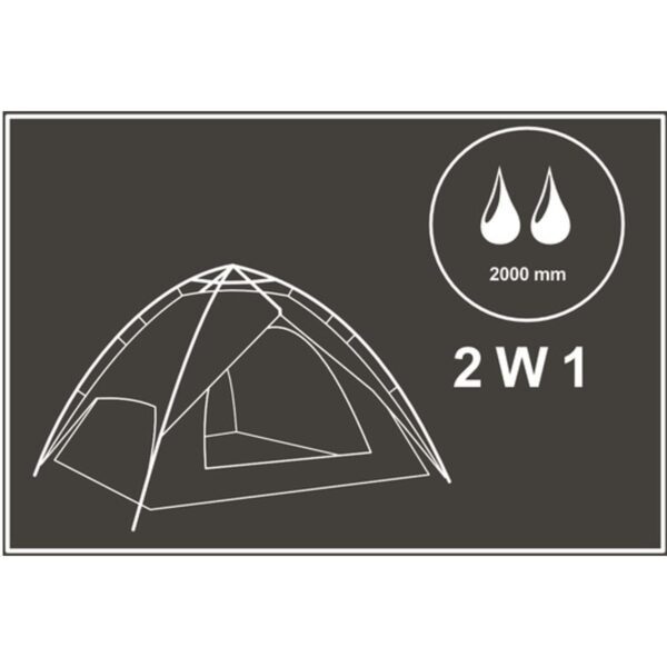 Cort camping 3 persoane, automat cu sistem pop-up, 2 intrari, 2000 mm, 210x180x140 cm, albastru - imagine 12