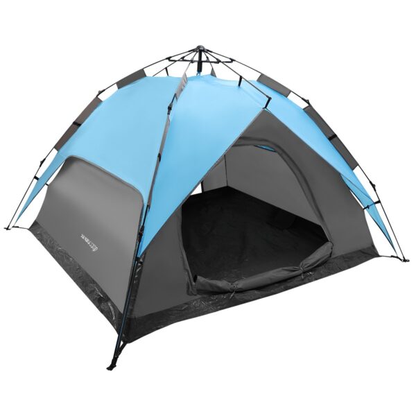 Cort camping 3 persoane, automat cu sistem pop-up, 2 intrari, 2000 mm, 210x180x140 cm, albastru - imagine 18