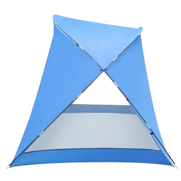 Cort plaja pentru 4 persoane, cu podea, protectie UV, 273x195x177 cm, albastru - imagine 9