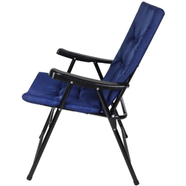 Scaun pliabil de gradina cu perna, structura metalica, 59x66x90 cm, albastru - imagine 3