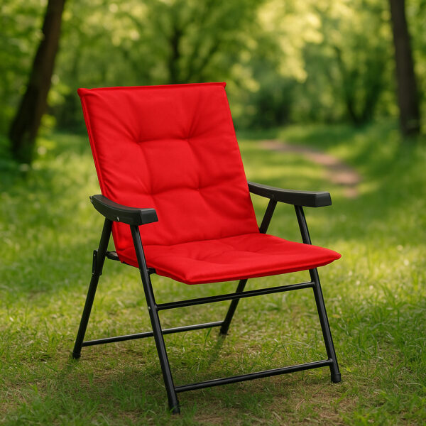 Scaun pliabil de gradina cu perna, structura metalica, 59x66x90 cm, rosu - imagine 9