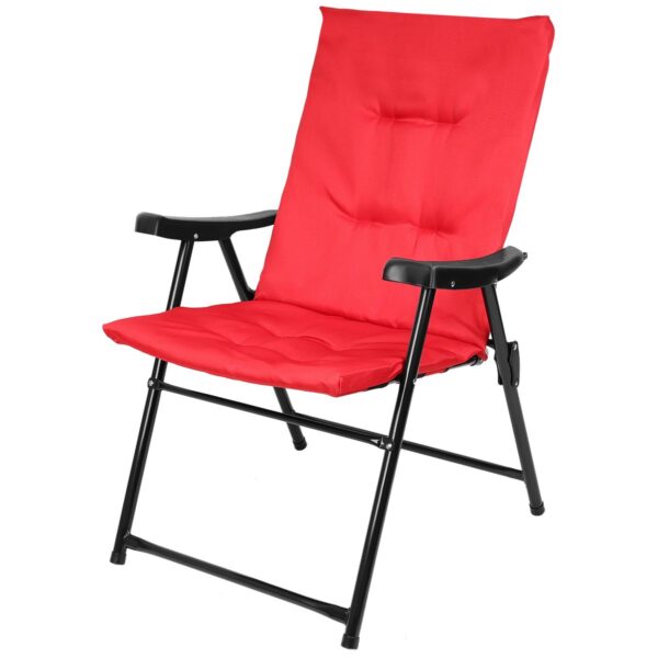Scaun pliabil de gradina cu perna, structura metalica, 59x66x90 cm, rosu - imagine 7