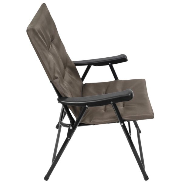 Scaun pliabil de gradina cu perna, structura metalica, 59x66x90 cm, maro - imagine 4