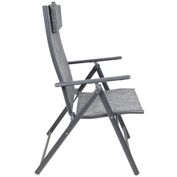 Set 2 scaune reglabile de gradina cu tetiera, textilene si cadru metalic, 57x68x106 cm, gri - imagine 11