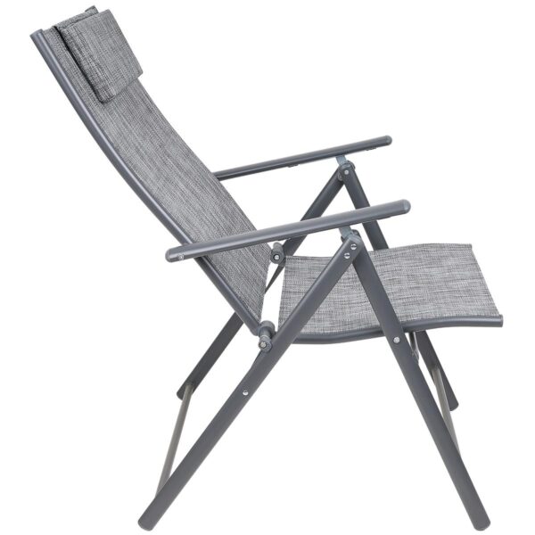 Set 2 scaune reglabile de gradina cu tetiera, textilene si cadru metalic, 57x68x106 cm, gri - imagine 12