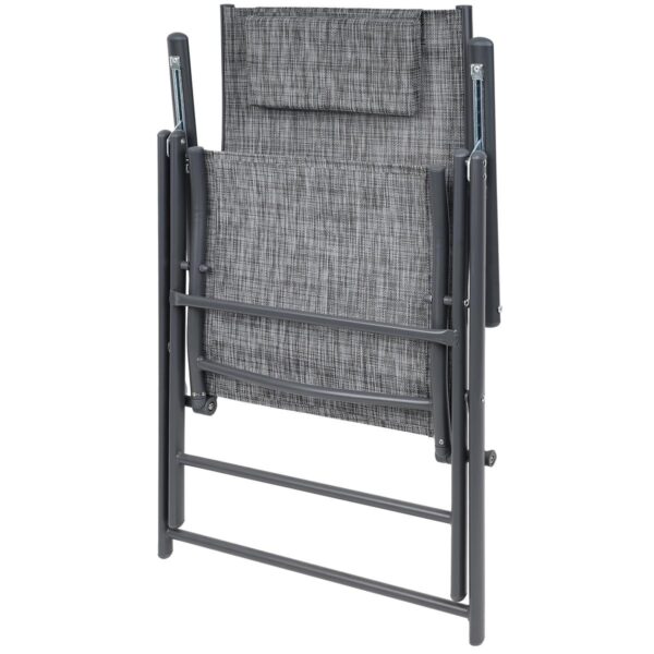 Set 2 scaune reglabile de gradina cu tetiera, textilene si cadru metalic, 57x68x106 cm, gri - imagine 3