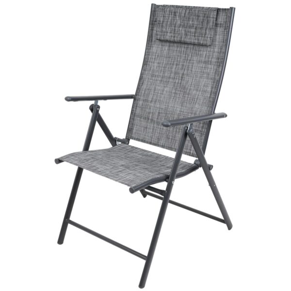 Set 2 scaune reglabile de gradina cu tetiera, textilene si cadru metalic, 57x68x106 cm, gri - imagine 6