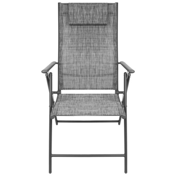Set 2 scaune reglabile de gradina cu tetiera, textilene si cadru metalic, 57x68x106 cm, gri - imagine 7