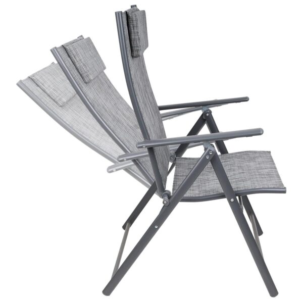 Set 2 scaune reglabile de gradina cu tetiera, textilene si cadru metalic, 57x68x106 cm, gri - imagine 8