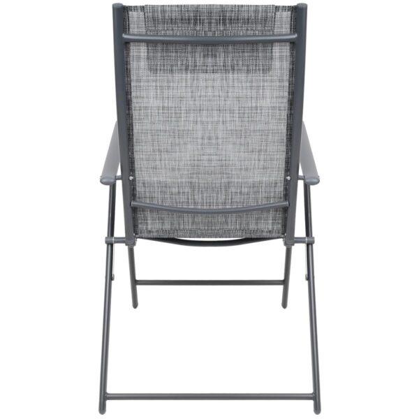 Set 2 scaune reglabile de gradina cu tetiera, textilene si cadru metalic, 57x68x106 cm, gri - imagine 10