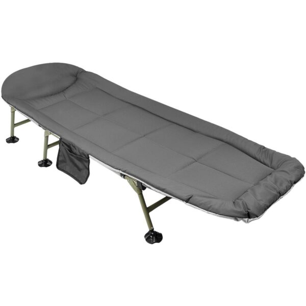 Pat camping turistic, pliabil, Deluxe cu spatar reglabil, maxim 150kg, 190x64x30 cm, gri - imagine 2