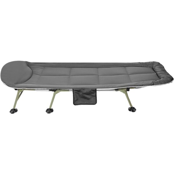 Pat camping turistic, pliabil, Deluxe cu spatar reglabil, maxim 150kg, 190x64x30 cm, gri - imagine 3