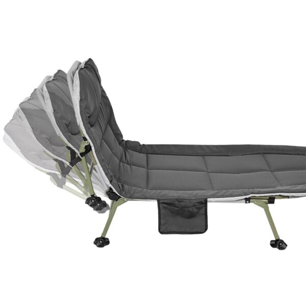 Pat camping turistic, pliabil, Deluxe cu spatar reglabil, maxim 150kg, 190x64x30 cm, gri - imagine 4