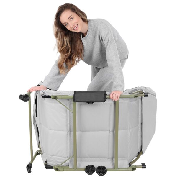 Pat camping turistic, pliabil, Deluxe cu spatar reglabil, maxim 150kg, 190x64x30 cm, gri - imagine 8