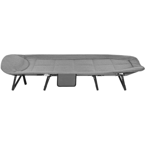 Pat pliabil camping Deluxe Trip cu spatar reglabil tip sezlong, 200x65x29 cm, gri - imagine 4