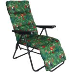 Scaun de gradina cu perna, reglaj pe pozitii, cadru metalic pliabil, 57x83x106 cm, multicolor