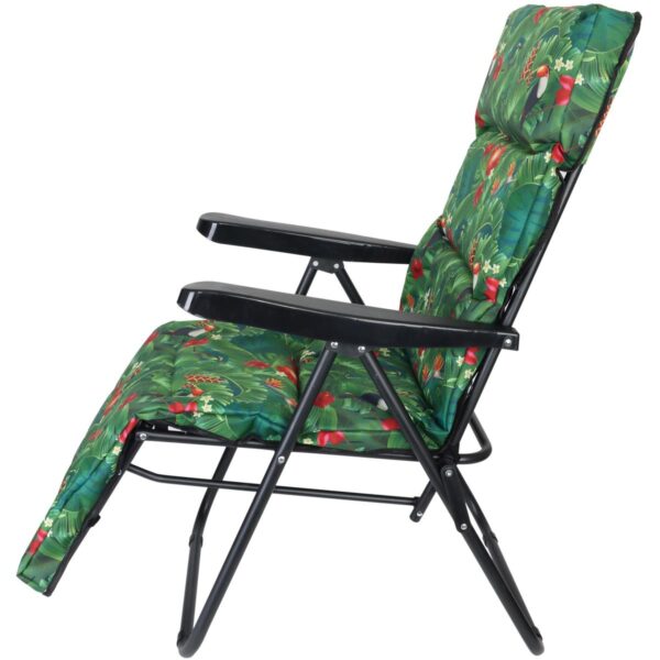 Scaun de gradina cu perna, reglaj pe pozitii, cadru metalic pliabil, 57x83x106 cm, multicolor - imagine 2