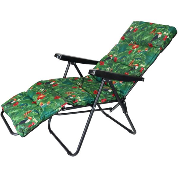 Scaun de gradina cu perna, reglaj pe pozitii, cadru metalic pliabil, 57x83x106 cm, multicolor - imagine 3