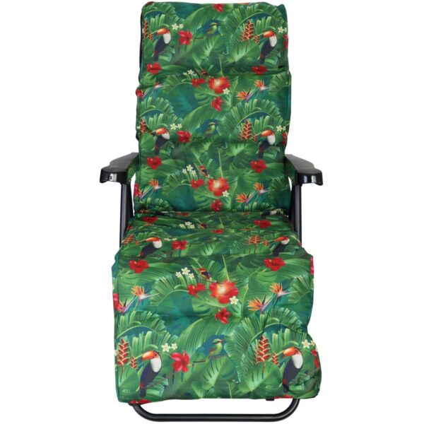 Scaun de gradina cu perna, reglaj pe pozitii, cadru metalic pliabil, 57x83x106 cm, multicolor - imagine 4