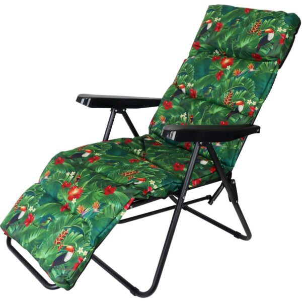 Scaun de gradina cu perna, reglaj pe pozitii, cadru metalic pliabil, 57x83x106 cm, multicolor - imagine 9